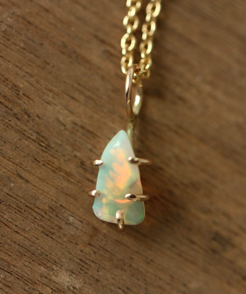 Ethiopian Opal Pendant Necklace, October Birthstone Necklace