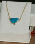 Australian Boulder Opal and Blue Sapphire Pendant Necklace, September October Birthstone Necklace