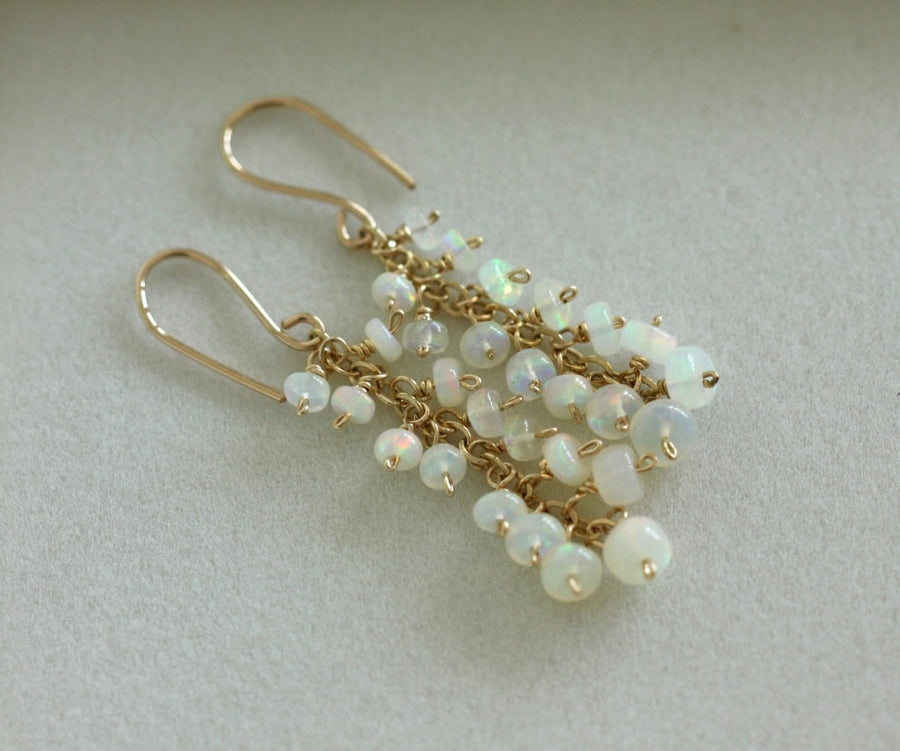 Ethiopian White Opal Cascade Earrings