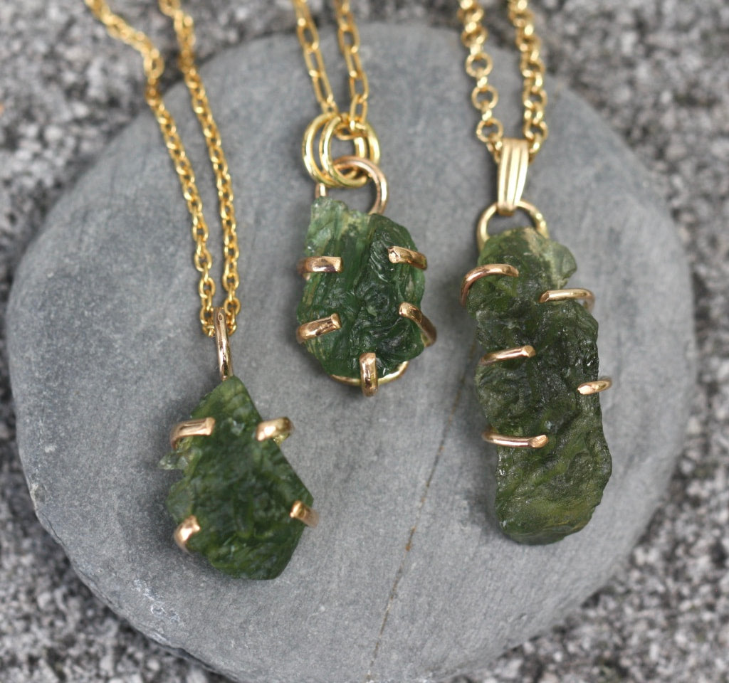 Natural Moldavite Tektite Pendant Necklace