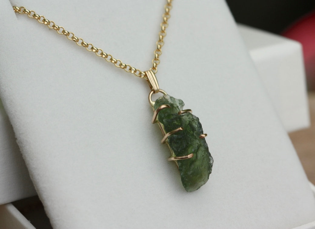 Natural Moldavite Tektite Pendant Necklace