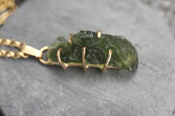 Natural Moldavite Tektite Pendant Necklace