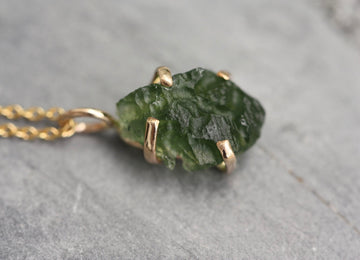 Natural Moldavite Tektite Pendant Necklace