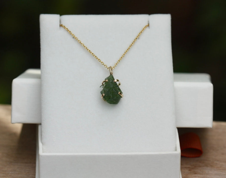 Natural Moldavite Tektite Pendant Necklace