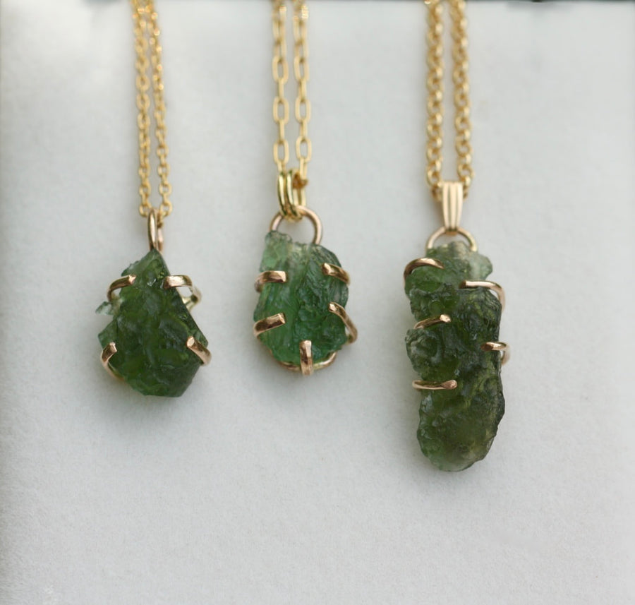 Natural Moldavite Tektite Pendant Necklace