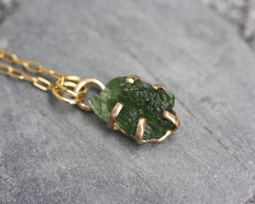 Natural Moldavite Tektite Pendant Necklace