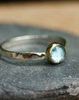 18k Gold and Sterling Silver Ring With Sky Blue Topaz, November Birthstone Ring