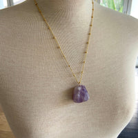Rough Lavender Amethyst Pendant Necklace