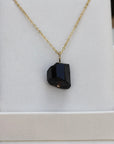 Raw Black Tourmaline Pendant Necklace, October Birthstone Pendant