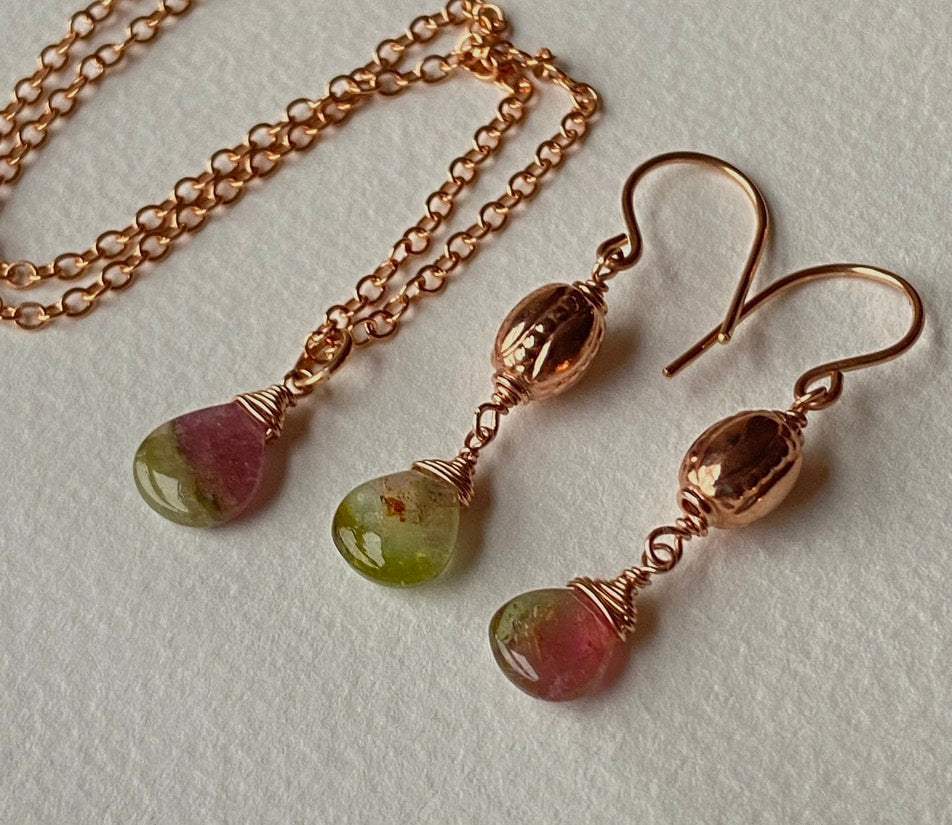 Watermelon Bicolor Tourmaline Earrings, October Birthstone Earrings