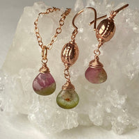 Watermelon Bicolor Tourmaline Earrings, October Birthstone Earrings