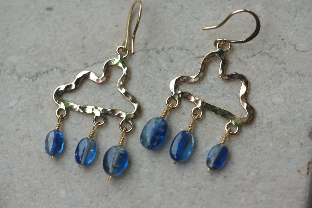 Hammered Cloud Earrings with Blue Kyanite