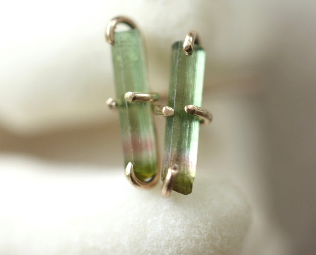 Watermelon Tourmaline Stud Earrings