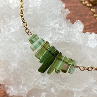 Raw Tourmaline Necklace, Watermelon / Green Tourmaline Necklace, October Birthstone Necklace