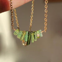 Raw Tourmaline Necklace, Watermelon / Green Tourmaline Necklace, October Birthstone Necklace