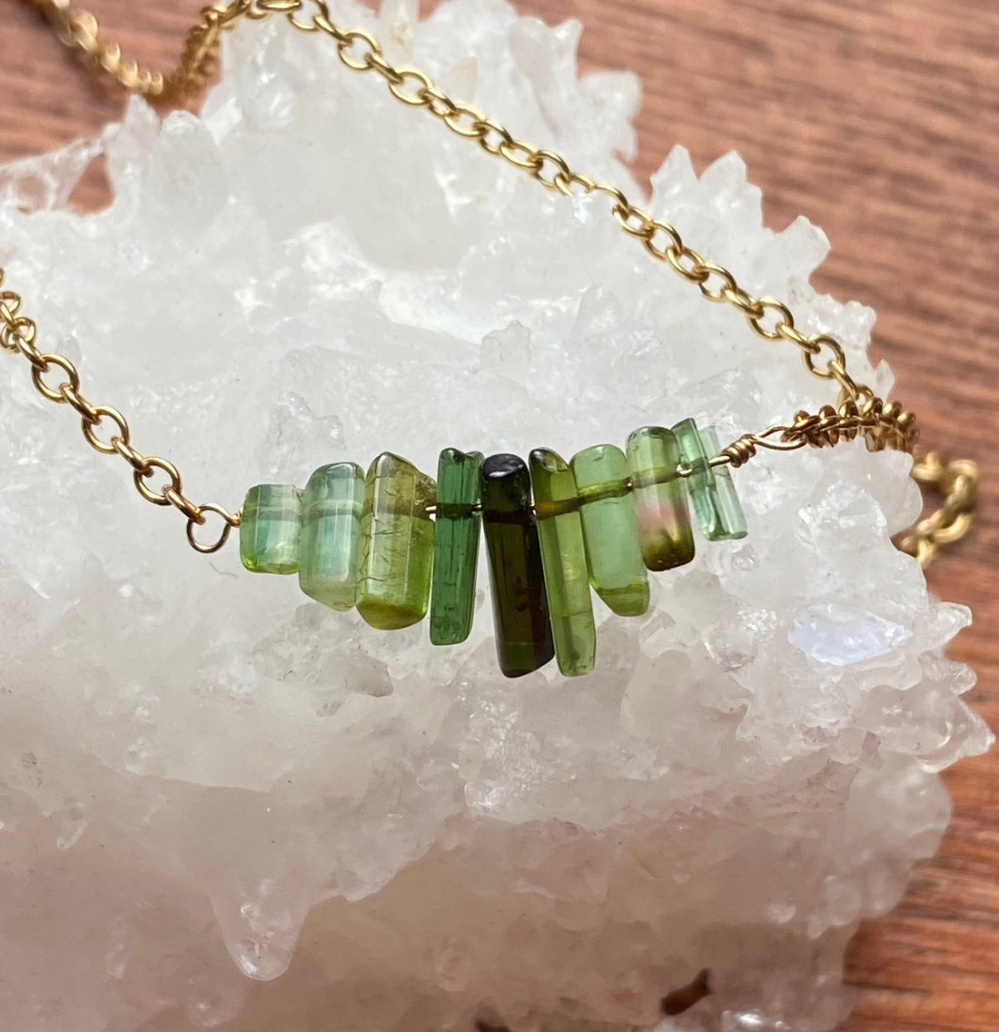 Raw Tourmaline Necklace, Watermelon / Green Tourmaline Necklace, October Birthstone Necklace