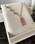 Raw Raspberry Pink Tourmaline Crystal Point Pendant Necklace, October Birthstone Necklace