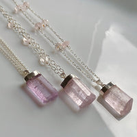 Pink Kunzite and Morganite Necklace Pendant