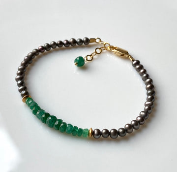 Zambian Emerald and Taupe Freshwater Pearl Bracelet