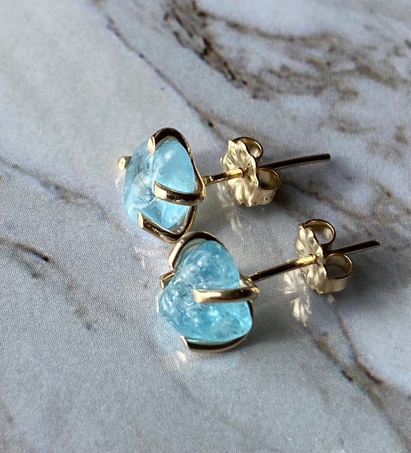 Brazilian Blue Aquamarine Stud Earrings