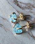 Brazilian Blue Aquamarine Stud Earrings