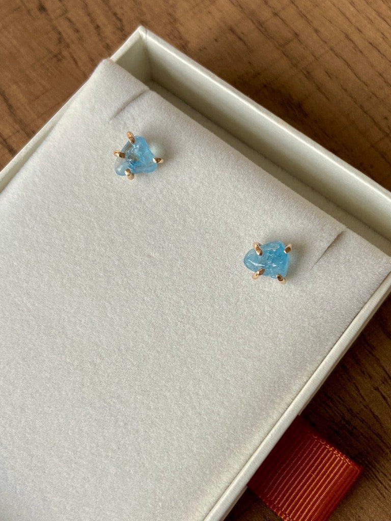 Brazilian Blue Aquamarine Stud Earrings