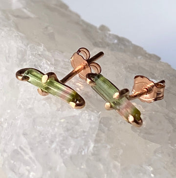 Watermelon Tourmaline Stud Earrings