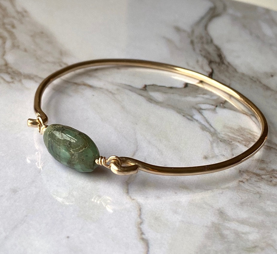 Raw Emerald Bangle Bracelet