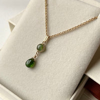 Forest Green Tourmaline Pendant Necklace, October Birthstone Necklace