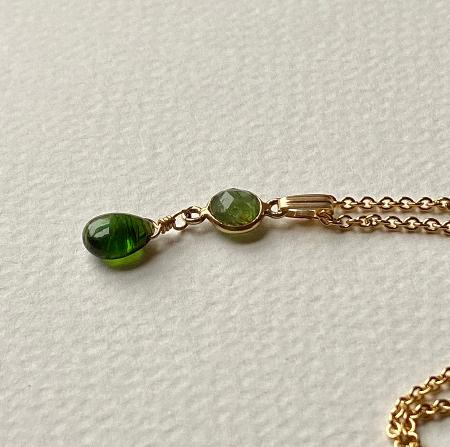 Forest Green Tourmaline Pendant Necklace, October Birthstone Necklace