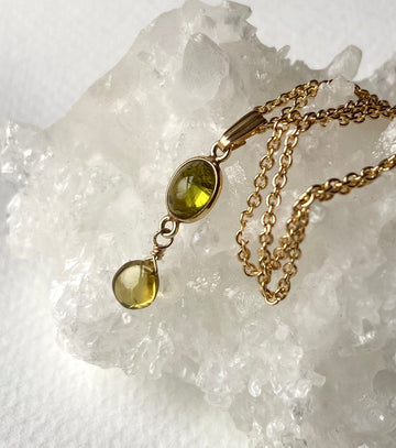 Olive Green Tourmaline Pendant Necklace, October Birthstone Necklace