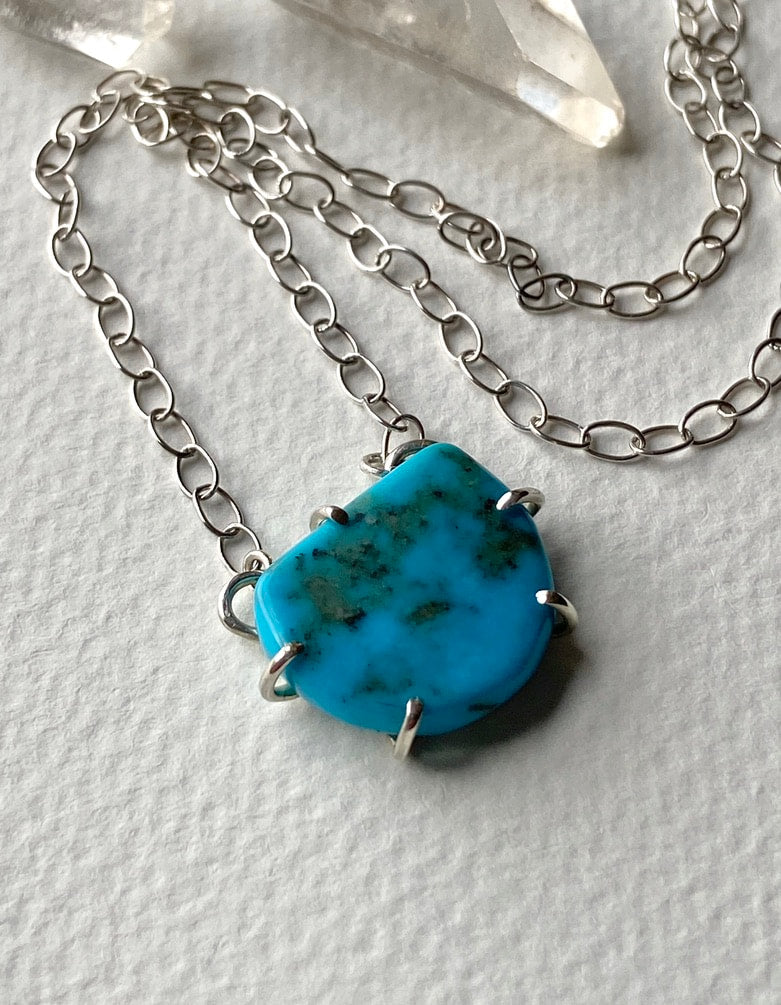 Raw Arizona Turquoise Pendant Necklace