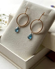 London Blue Topaz Textured Hoop Earrings, November Birthstone Earrings