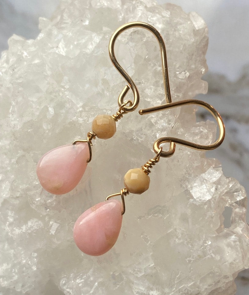 Peruvian Pink Opal Earrings
