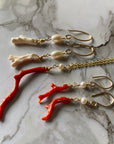 Vintage Angel Skin Coral Branch and Pearl Earrings
