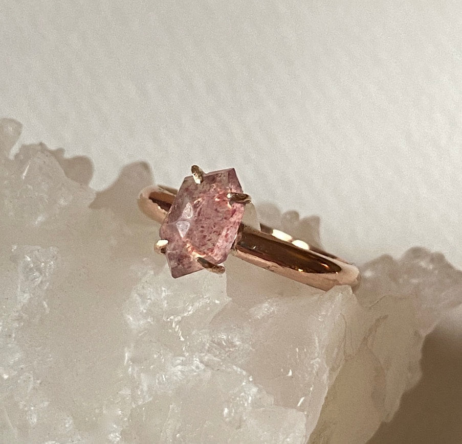 Ring with Strawberry Quartz