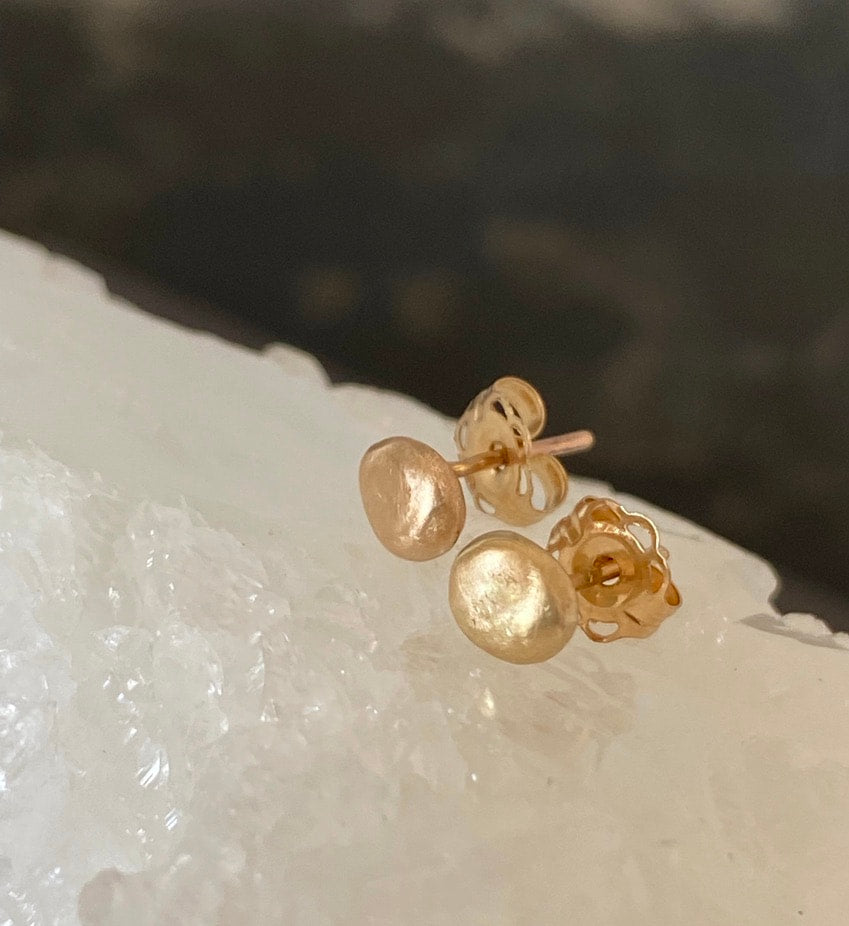 Recycled Gold Nugget Stud Earrings