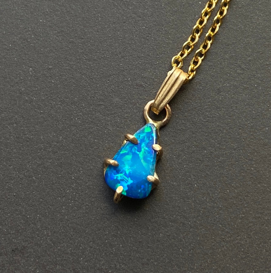 Australian Opal Pendant Necklace, October Birthstone Pendant Necklace