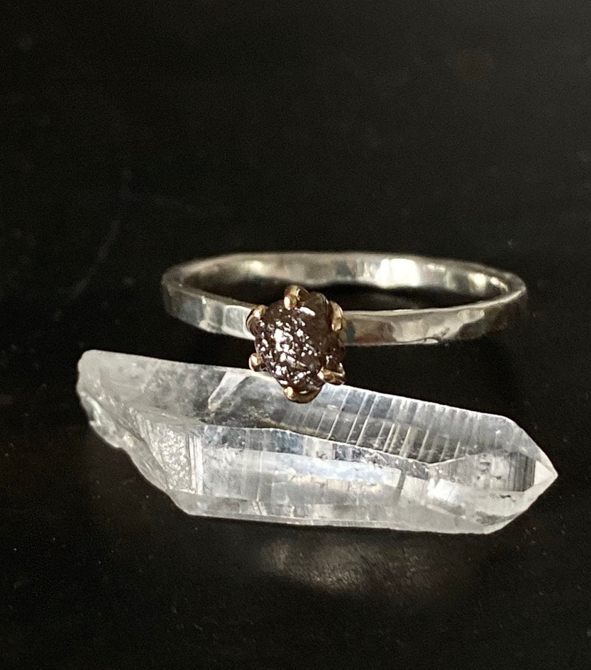 Raw Black Diamond Ring