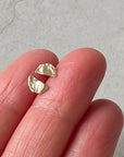 Hammered 14k Gold Half Moon Stud Earrings