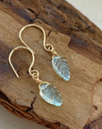 Aquamarine Carved Leaf Earrings