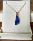 Indigo Blue Australian Opal Pendant Necklace, October Birthstone Pendant Necklace