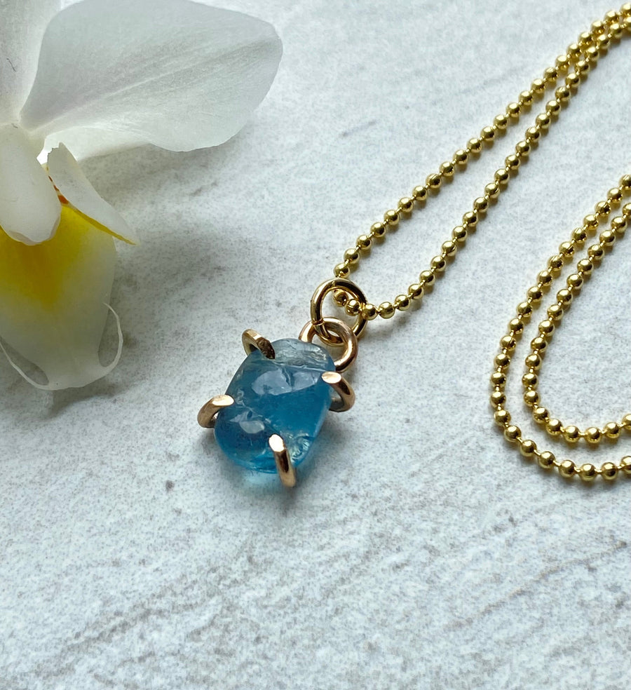 Brazilian Santa Maria Blue Aquamarine Pendant Necklace