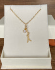 Coral Branch and White Topaz Necklace