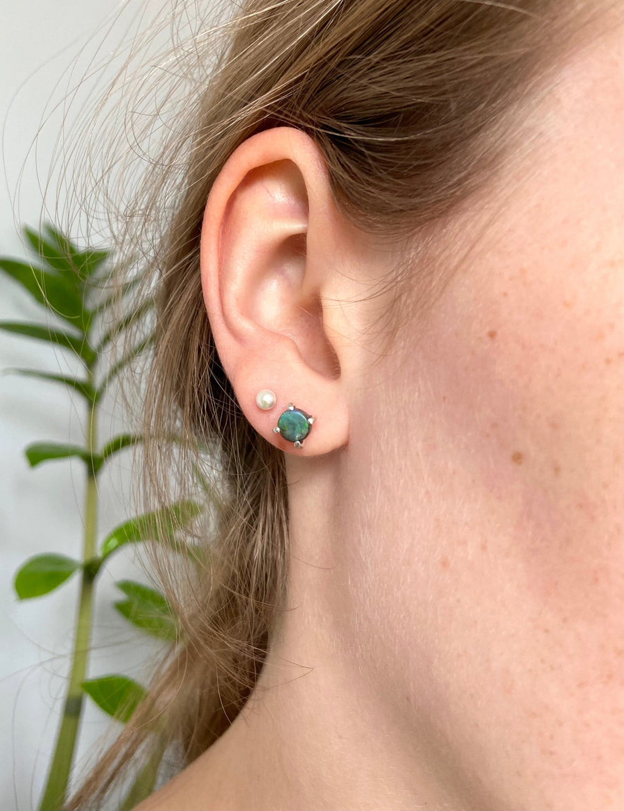 Australian Boulder Matrix Opal Stud Earrings