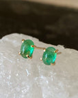 Emerald 14k Gold Stud Earrings, May Birthstone Earrings