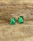 Emerald 14k Gold Stud Earrings, May Birthstone Earrings