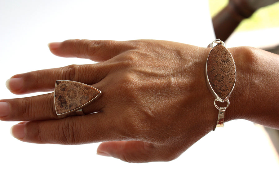 Indonesian Fossilized Coral Ring