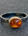 Mandarin Spessartite Garnet Ring, 14k Gold and Sterling Silver