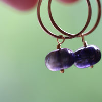 Iolite (Water Sapphire) Hoop Earrings